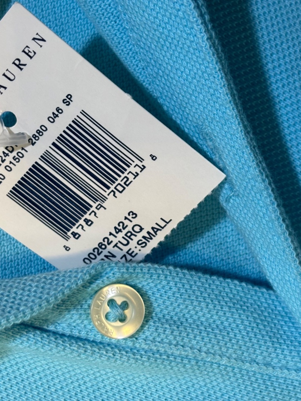 100% Cotton [Ralph Lauren] Turquoise Blue Embroidered Polo Midi Dress | Small - Picture 6 of 12